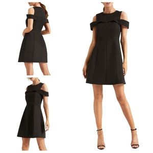 Halston Heritage Black Cold Shoulder Mini Dress